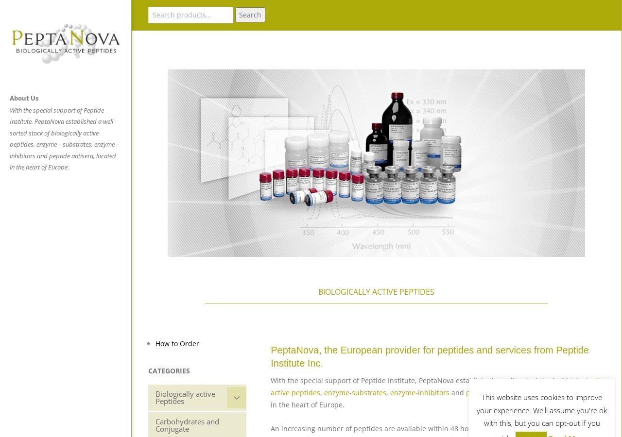 Homepage screenshot of the PeptaNova research-peptide website (Germany).