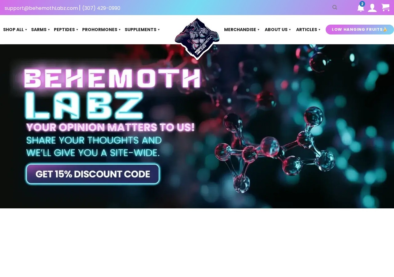 Homepage screenshot of the Behemoth Labz research-peptide website (USA (Wyoming)).
