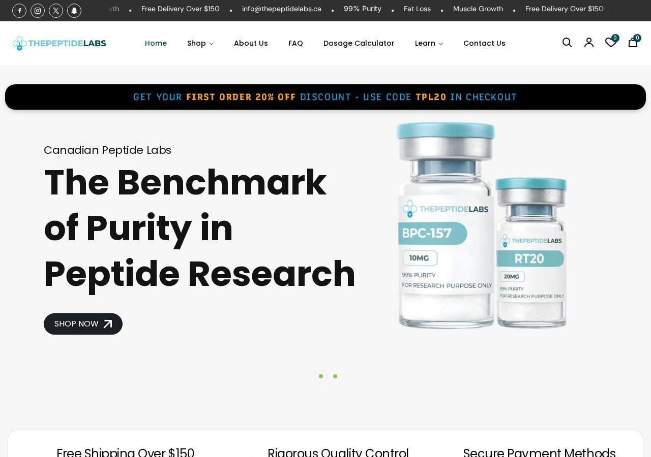 Homepage screenshot of the The Peptide Labs research-peptide website (Canada).